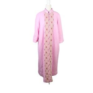 Vintage 70s Gossard Artemis pink quilted maxi dressing gown robe XL